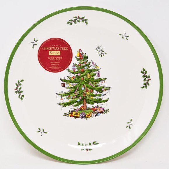 Spode Christmas Tree Platter Round Melamine 14" New Holiday Tray Serving Festive - Picture 2 of 13